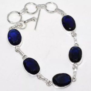 Sapphire Gemstone 925 Sterling Silver Bracelet